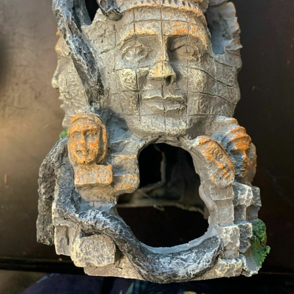 Imagitarium Resin Mayan Aztec Ruins Faces Fish Tank Aquarium Decor - PETCO Brand